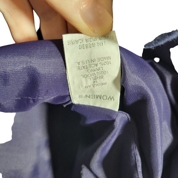 Lands End Women's 100% Wool Navy Two Button Blazer Made in USA Size 14 - Picture 9 of 10